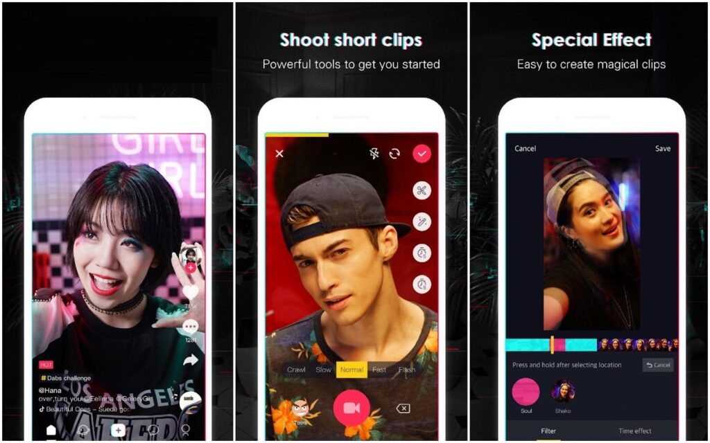 The image shows the app's home screen with a Shoot short clips.